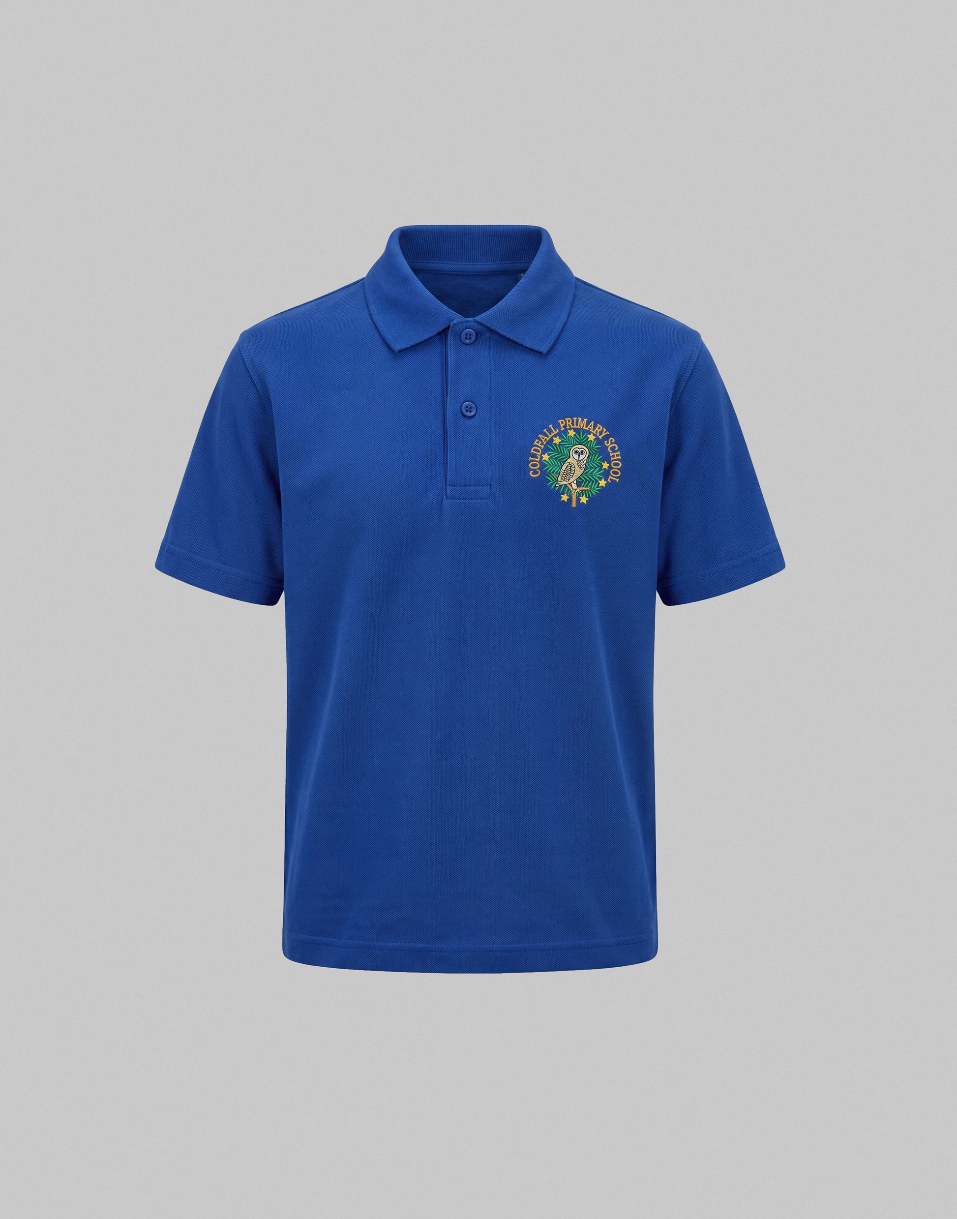 Organic Cotton Polo Shirt with Coldfall Primary School Logo – Royal Blue