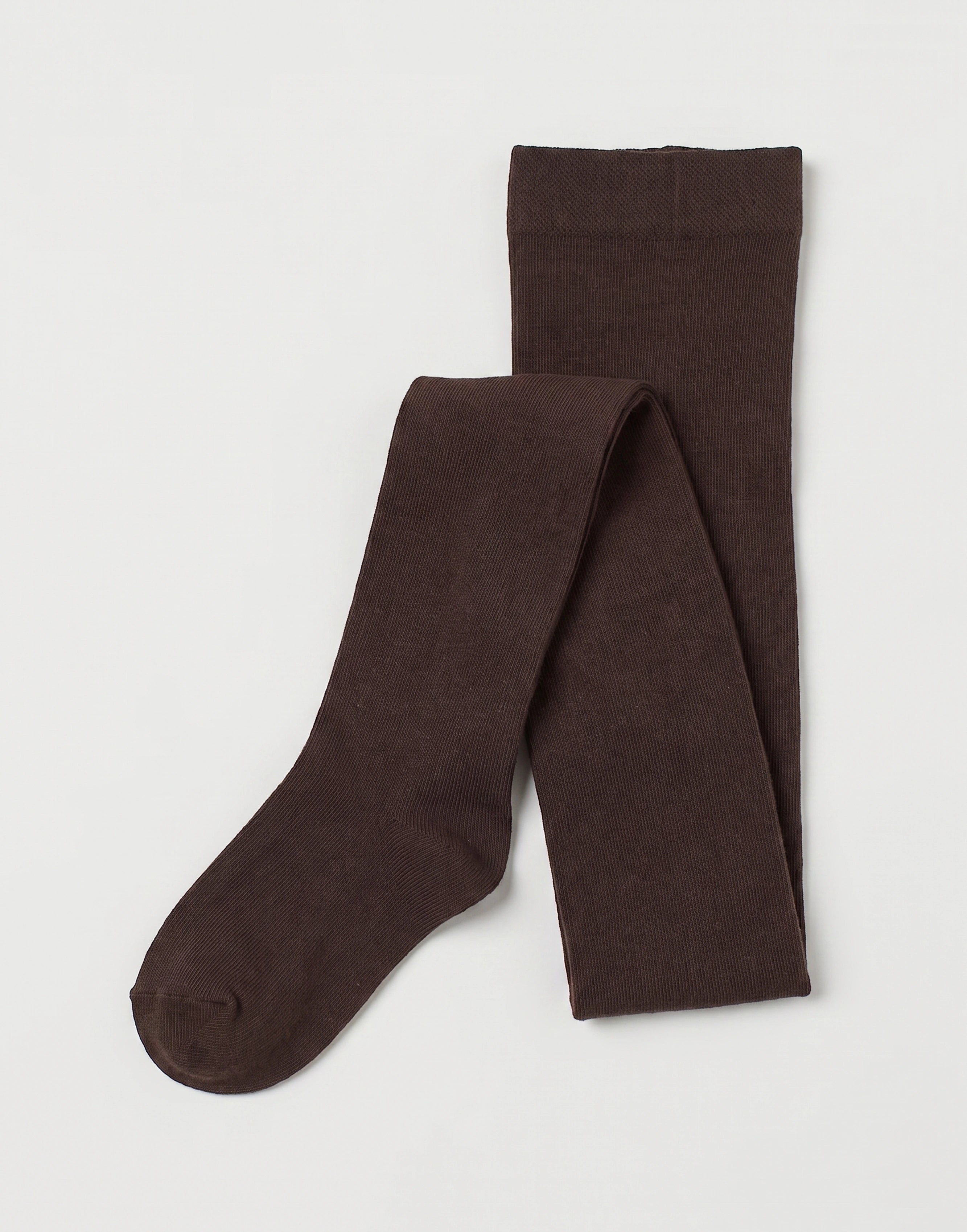 Brown organic cotton school tights made from GOTS-certified organic cotton.