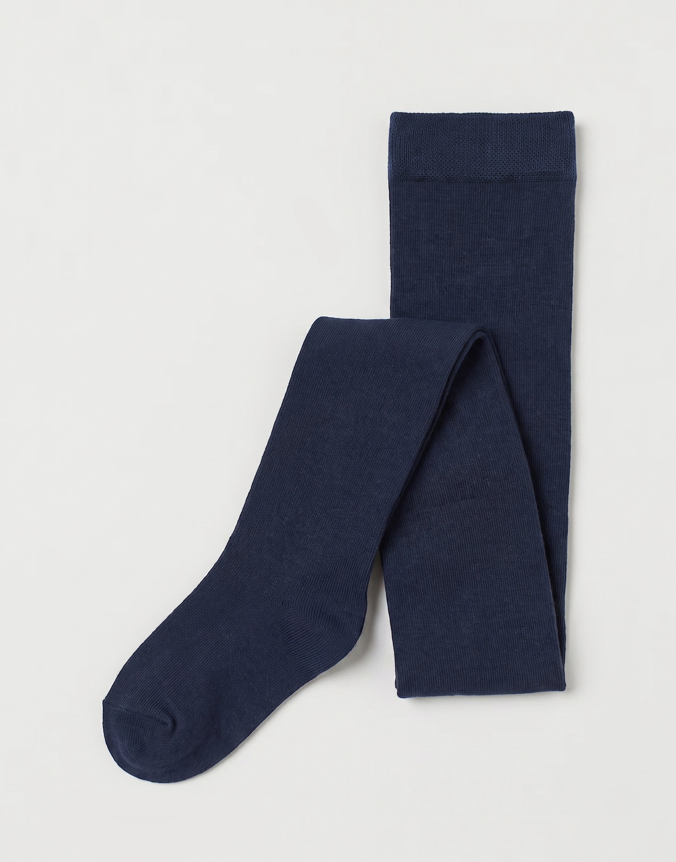Navy organic cotton school tights made from GOTS-certified organic cotton.