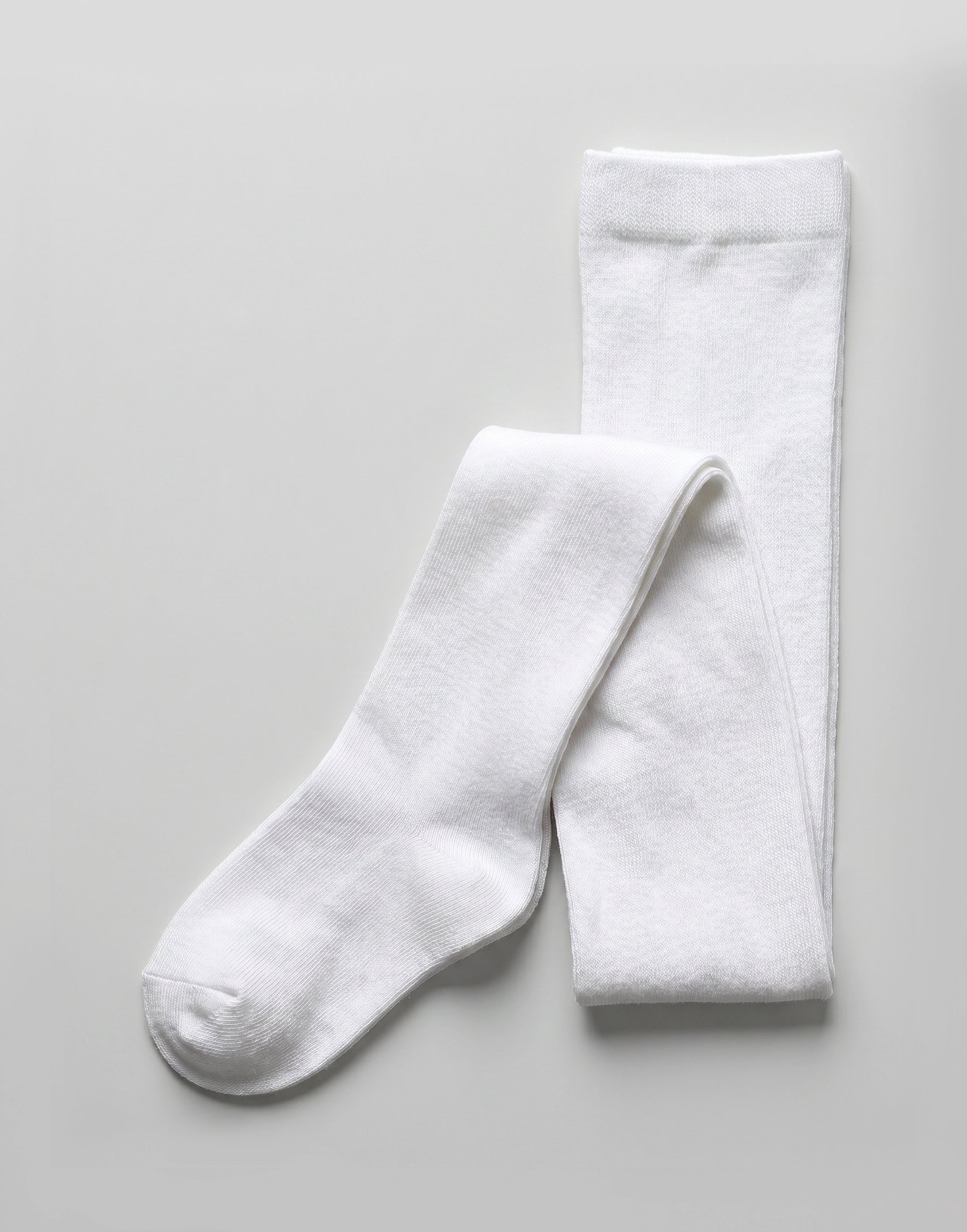 White organic cotton school tights made from GOTS-certified organic cotton.