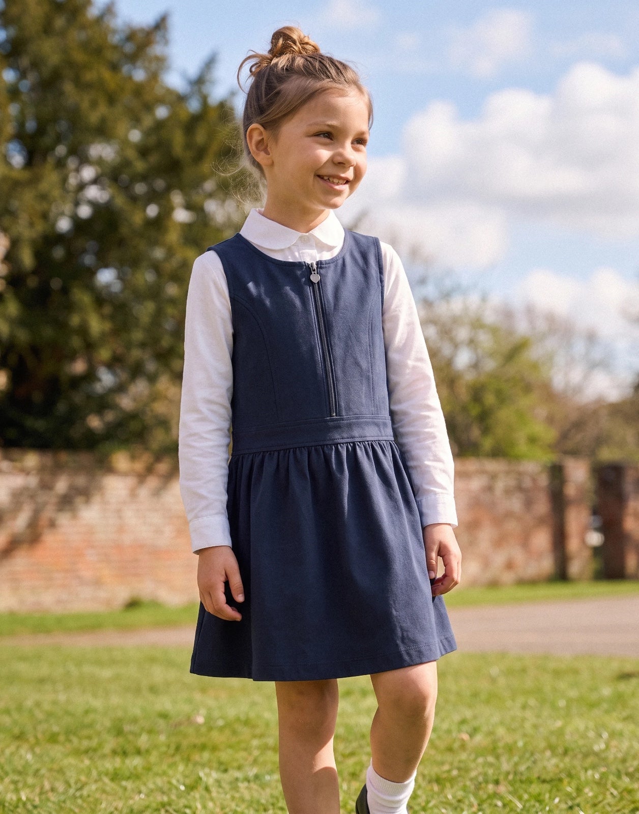 Zip Front School Pinafore | 100% Organic Cotton