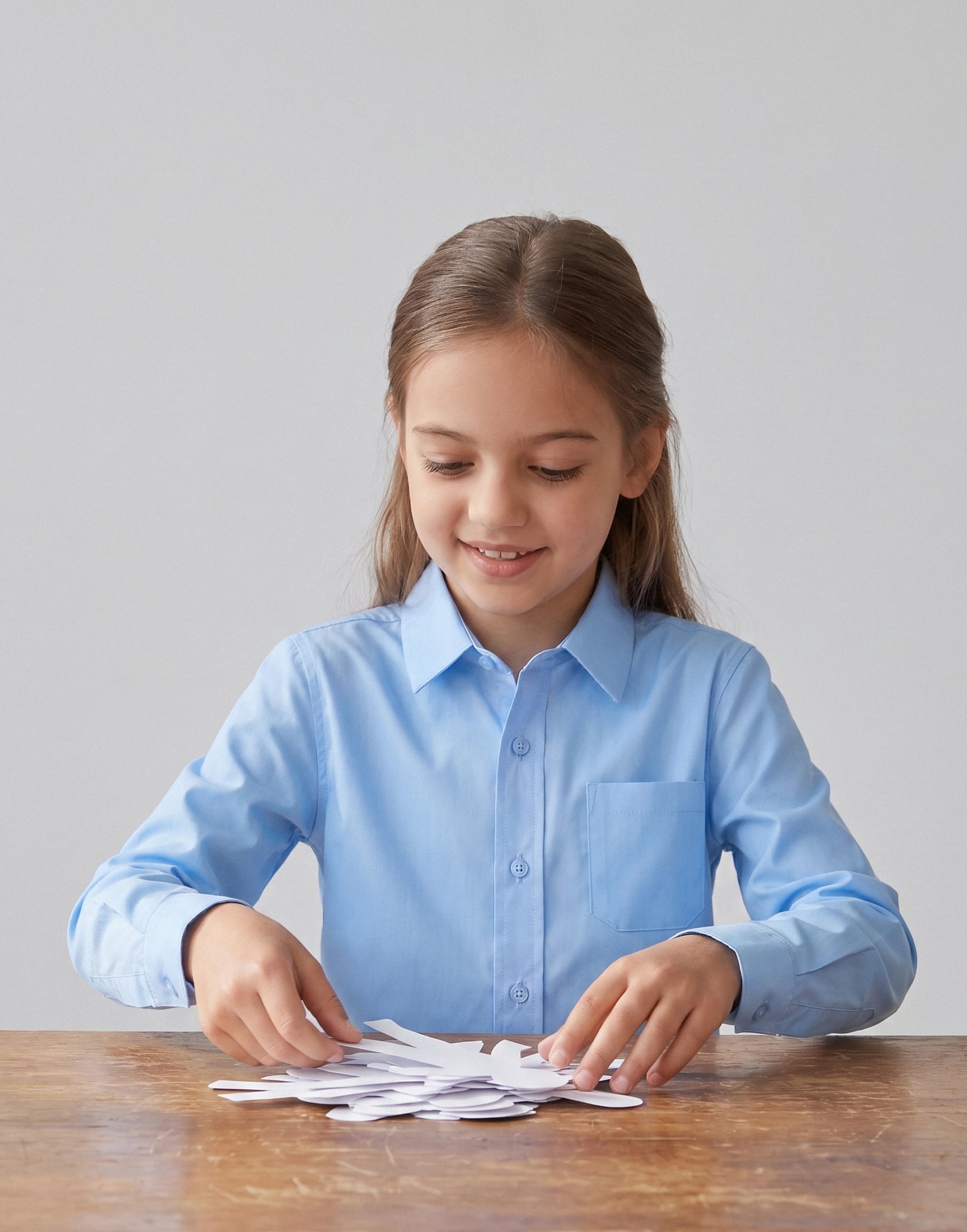 Slim fit unisex long sleeve school shirt in blue made from 100% GOTS-certified organic cotton