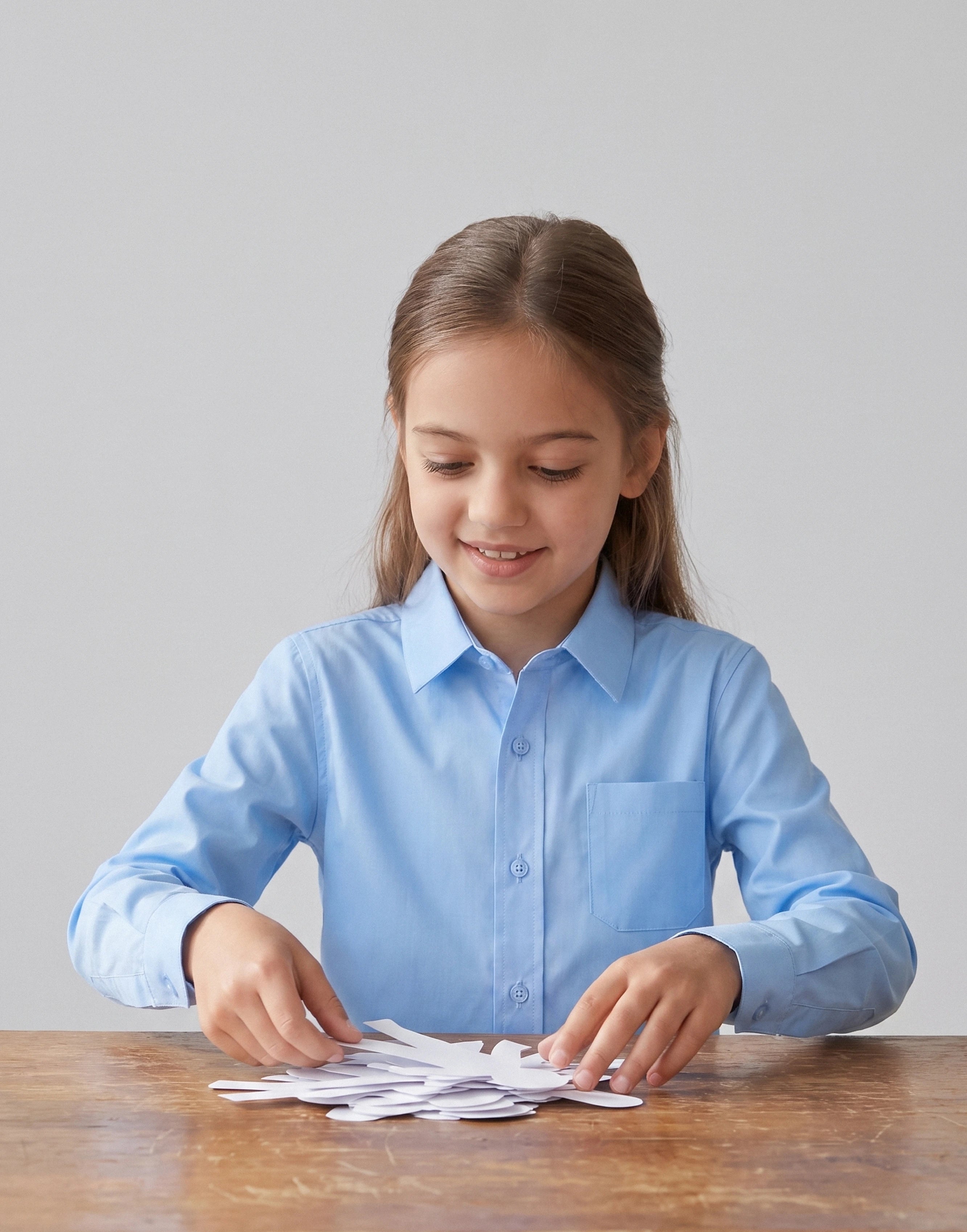 Slim fit unisex long sleeve school shirt in blue made from 100% GOTS-certified organic cotton