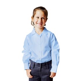organic cotton blue long sleeve school blouse 